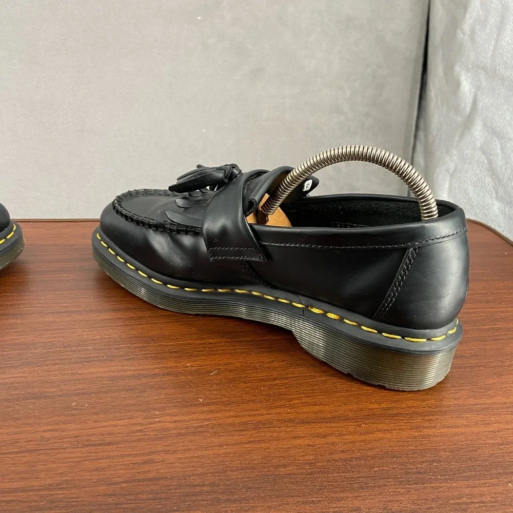 Dr. Martens Adrian Unisex M8/L9 Loafer Black Tassel Moc Toe Casual Slip On Shoes